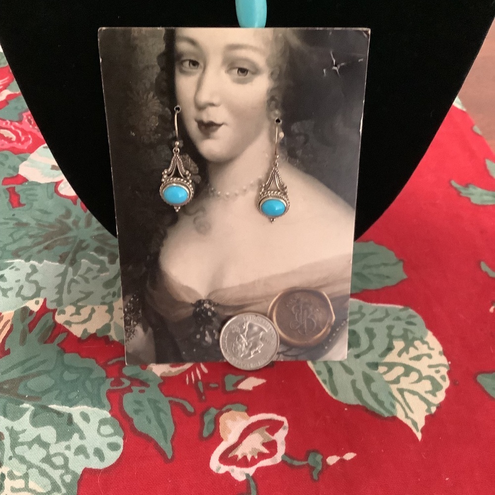 Samuel B Sleeping Beauty Turquoise & .925 Sterling Silver Earrings - Picture 2 of 6